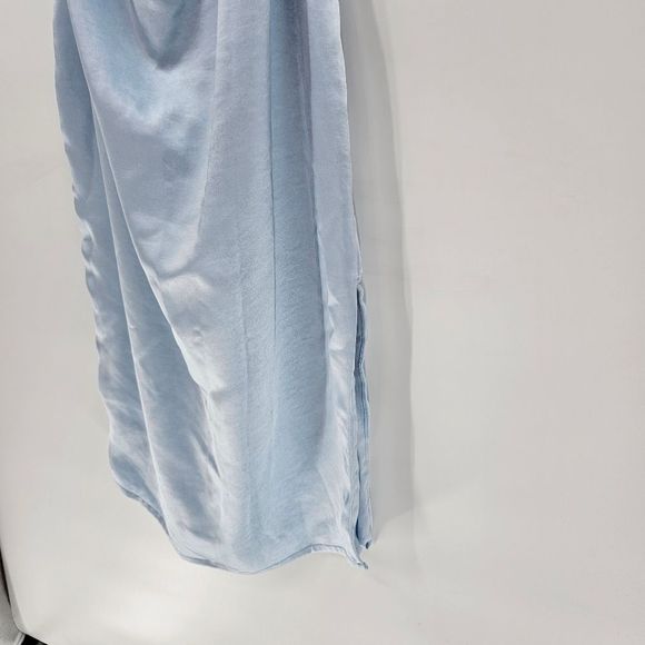 Nwt revolve superdown billie drape midi dress blue satin crisscross side slit me - Picture 8 of 8